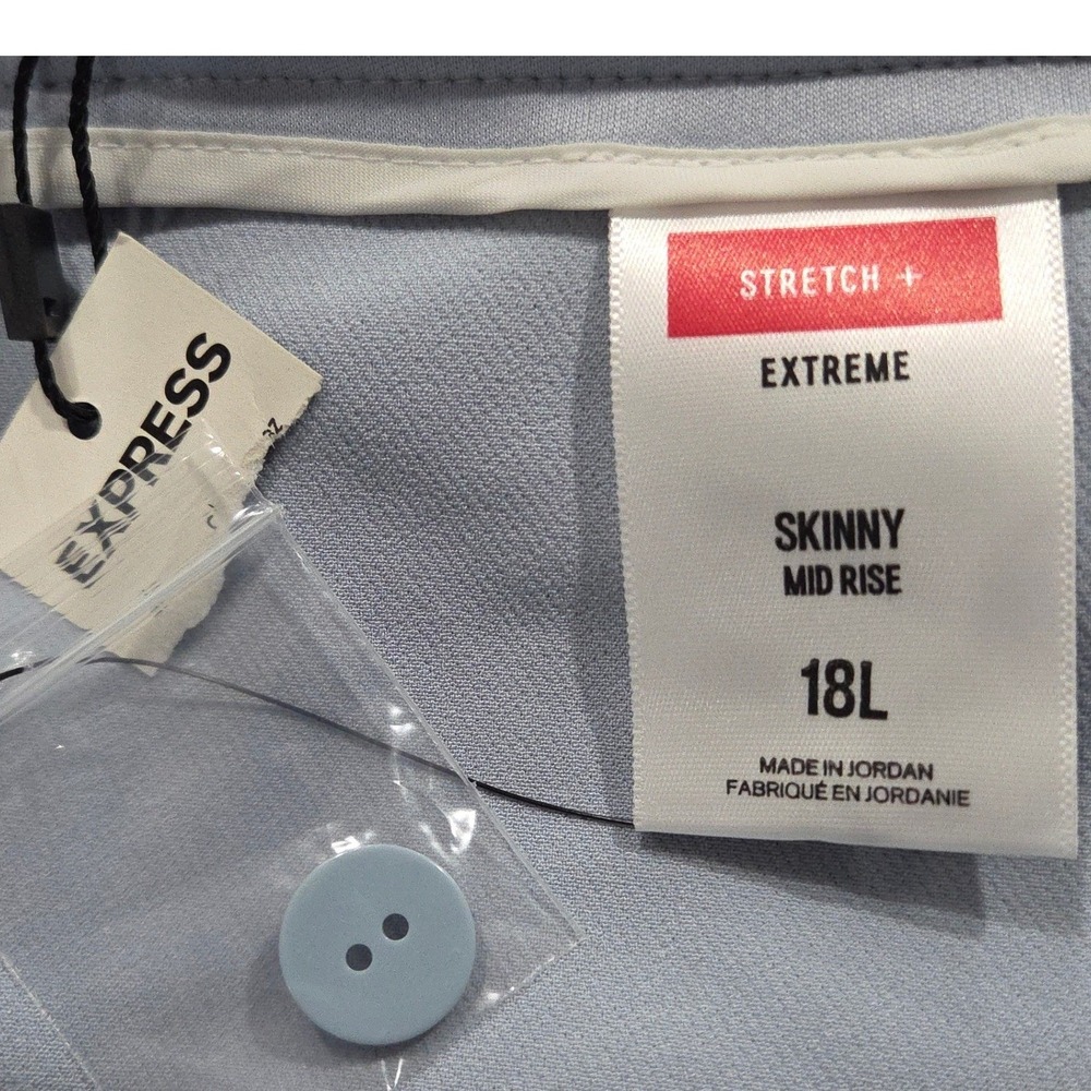 Express Skinny Dress Pants Women 18L Light‎ Blue Mid Rise Extreme Stretch+ New - Picture 6 of 7